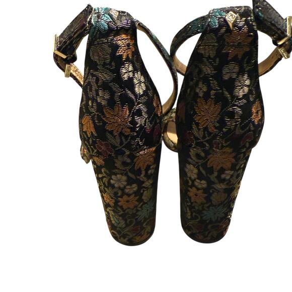 Sam Edelman Women's Yaro Floral Print Block Heel Open Toe Sandal Grey Size 8 - Picture 4 of 9